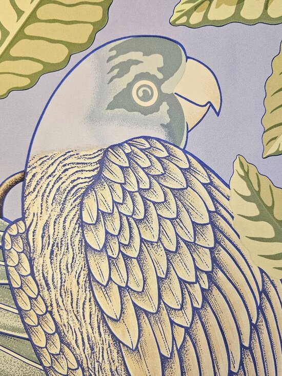 Hermès Silk Scarf 90cm Carré Bird Print Lavender Green 34” | Hand Rolled | Box - Picture 8 of 16